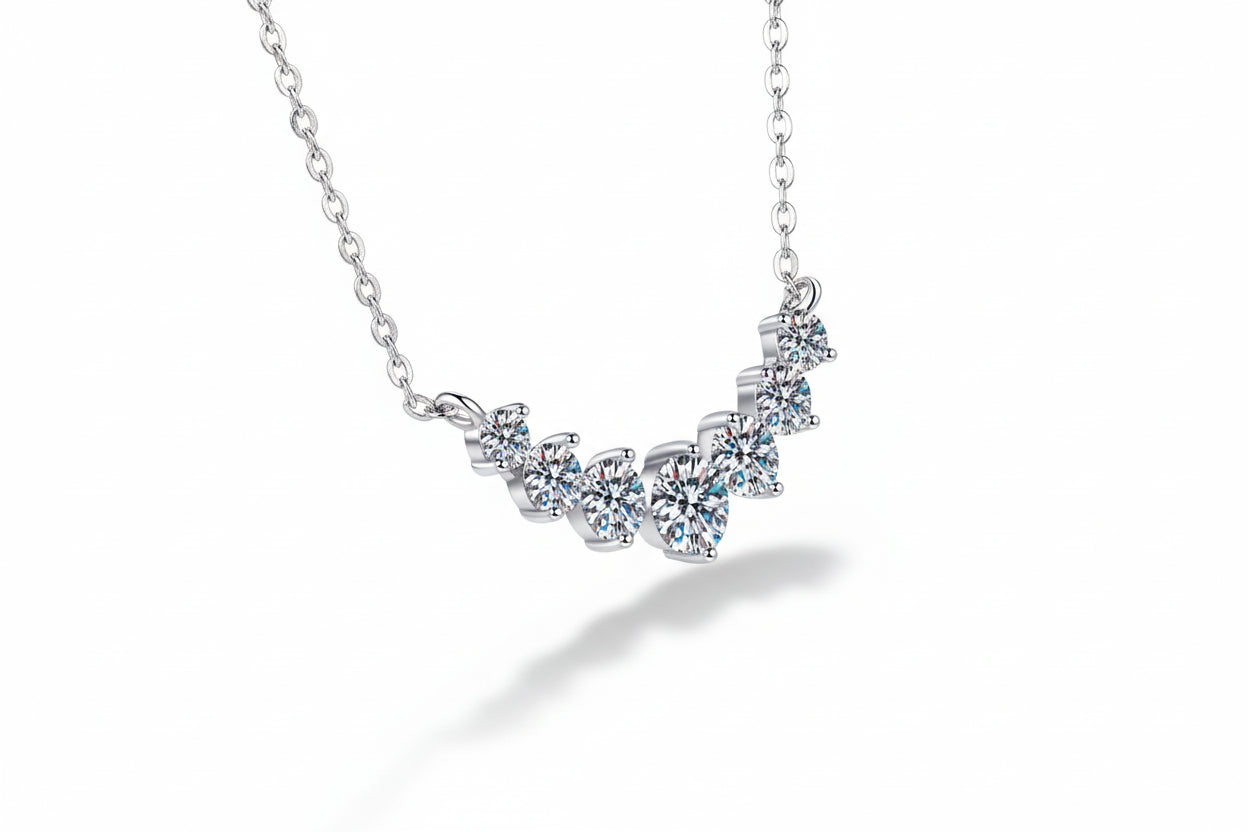 The Glacier Necklace™ — Pure Presence 2.8ct Moissanite Pendant in Sterling Silver + 18K White Gold