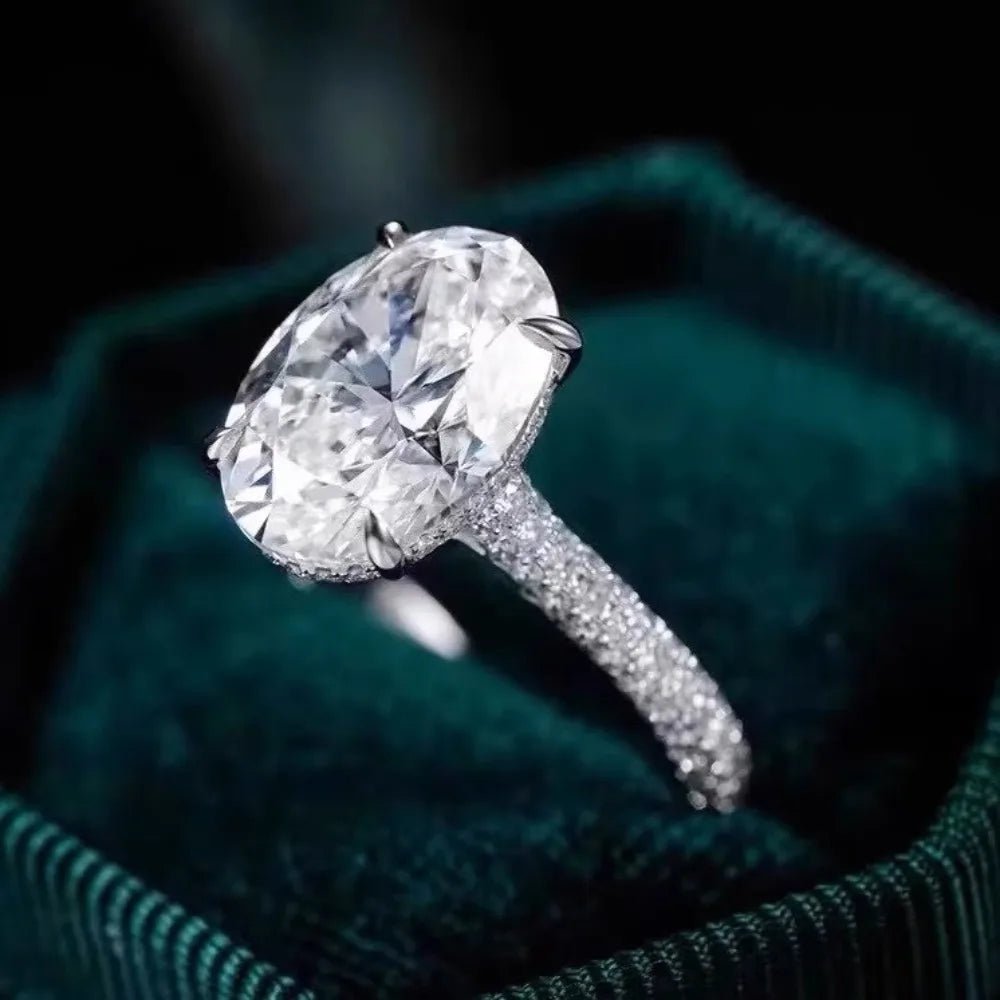 The Halo Oval Ring — 8ct Moissanite Statement Ring in Sterling Silver (GRA Certified)